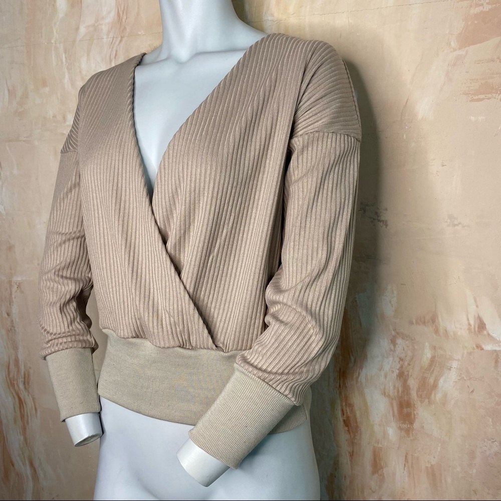 Small CBR Ribbed Surplice Neckline Top - Picture 2 of 5